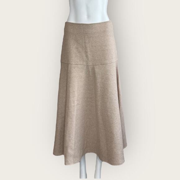 NWT | OGL | Wool-like Flared Midi Skirt | Heather Beige | Medium - Picture 2 of 12